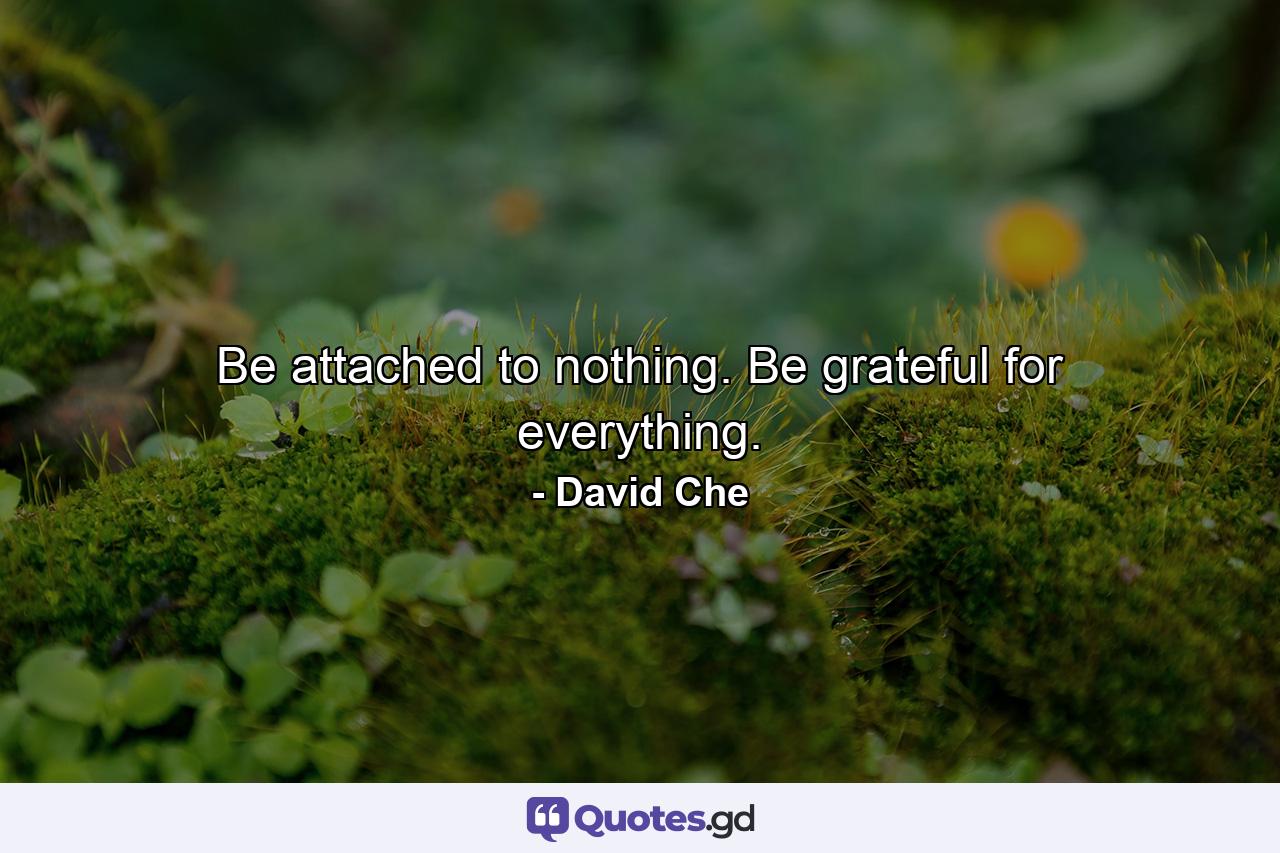 Be attached to nothing. Be grateful for everything. - Quote by David Che