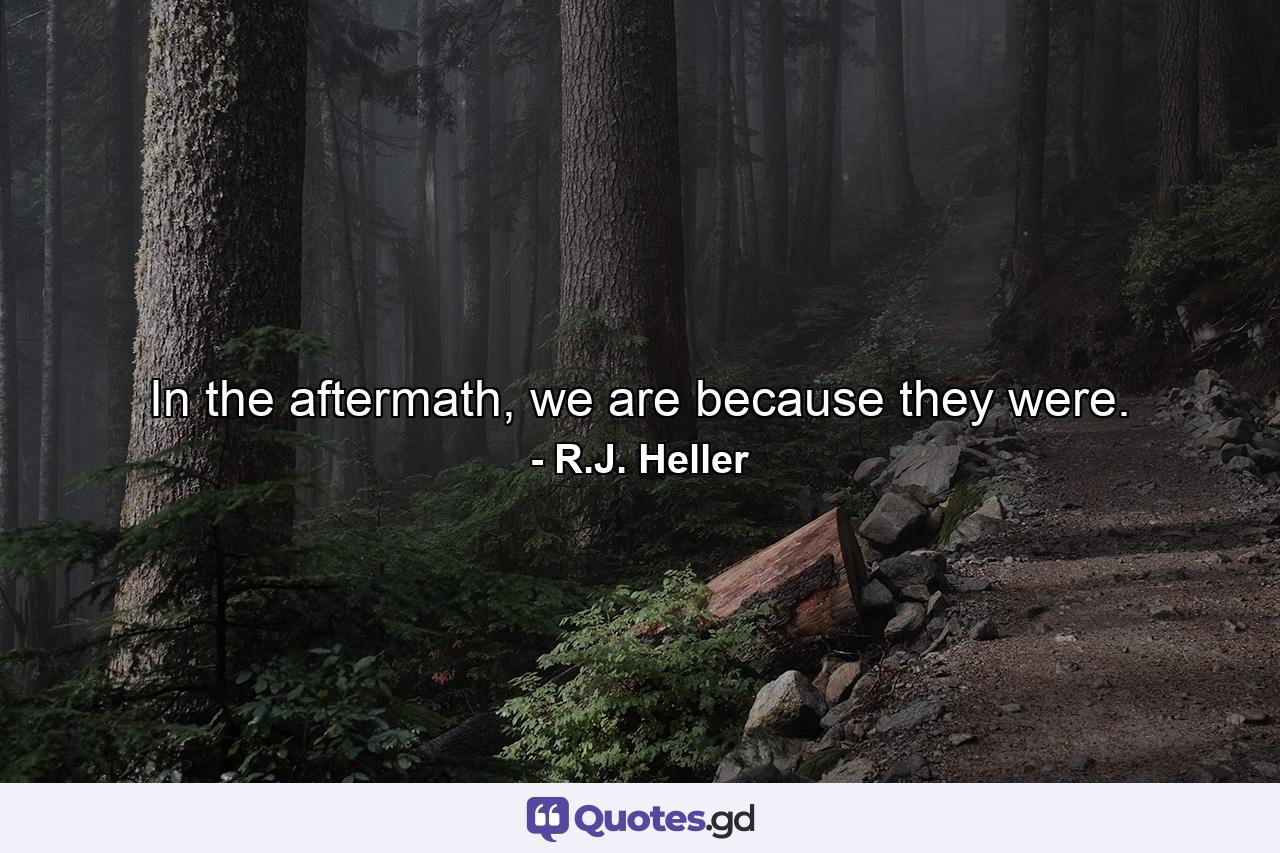 In the aftermath, we are because they were. - Quote by R.J. Heller