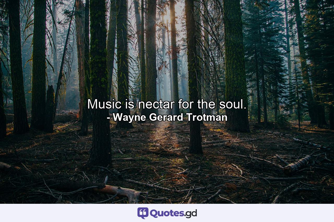 Music is nectar for the soul. - Quote by Wayne Gerard Trotman