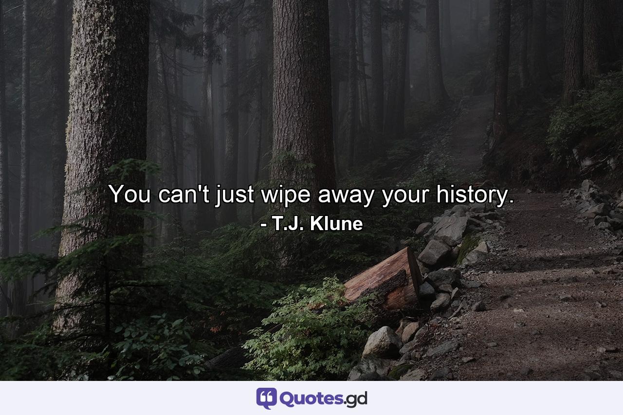 You can't just wipe away your history. - Quote by T.J. Klune