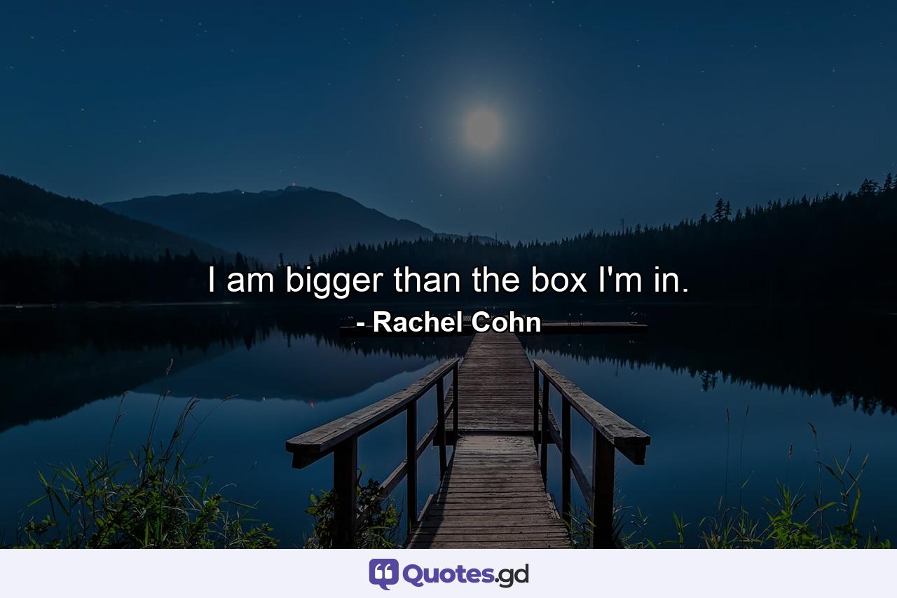 I am bigger than the box I'm in. - Quote by Rachel Cohn