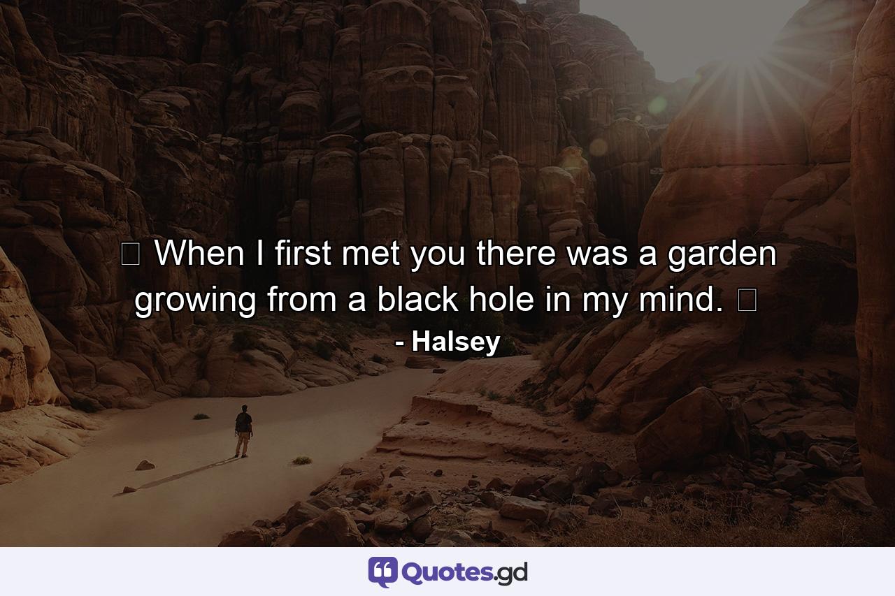 ✵ When I first met you there was a garden growing from a black hole in my mind. ✵ - Quote by Halsey