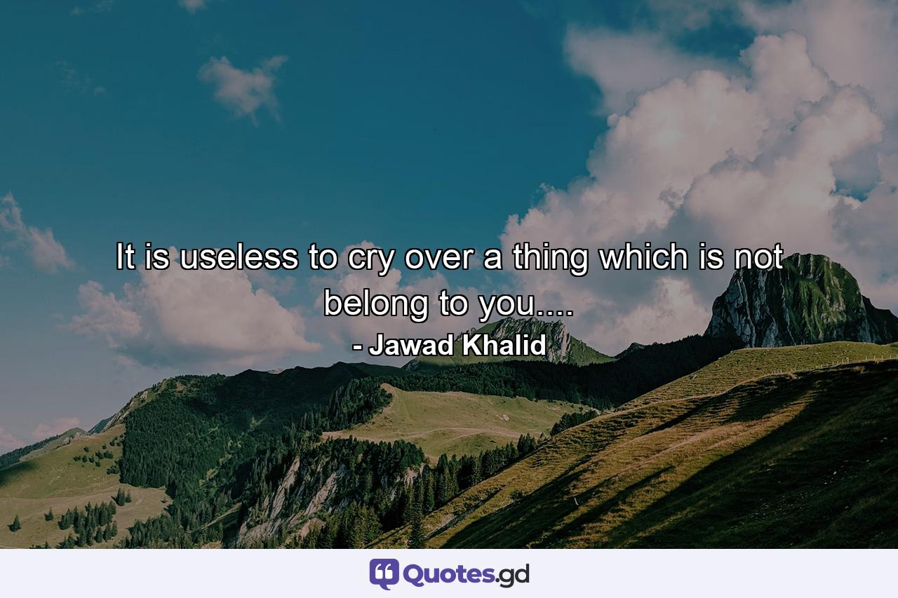 It is useless to cry over a thing which is not belong to you.... - Quote by Jawad Khalid
