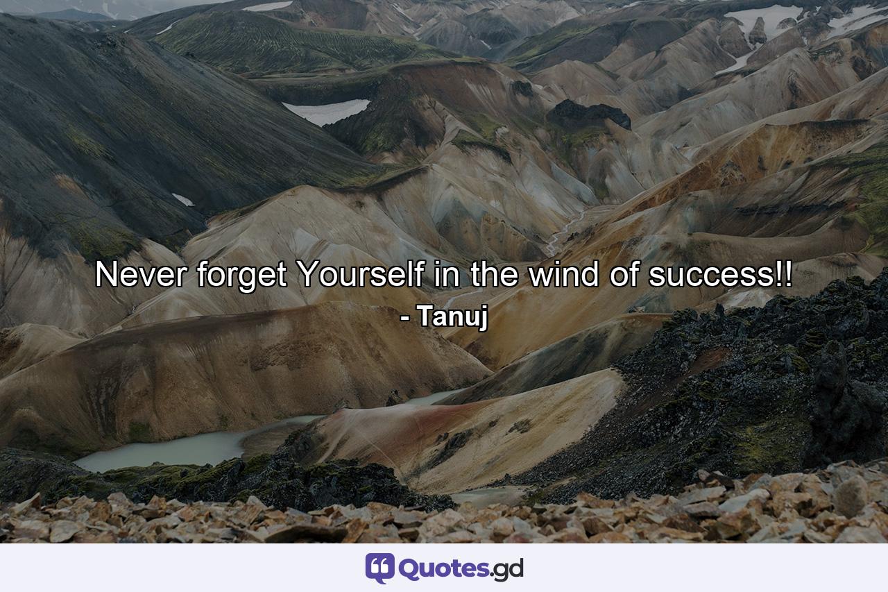 Never forget Yourself in the wind of success!! - Quote by Tanuj