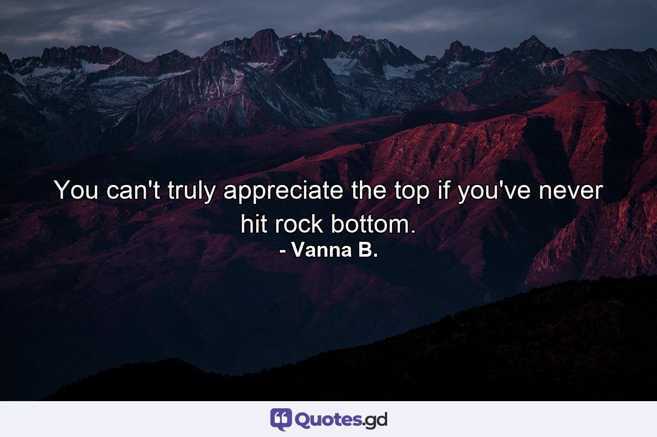 You can't truly appreciate the top if you've never hit rock bottom. - Quote by Vanna B.