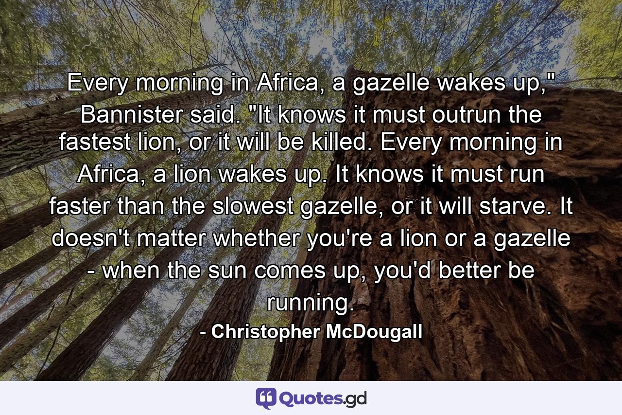 Every morning in Africa, a gazelle wakes up,