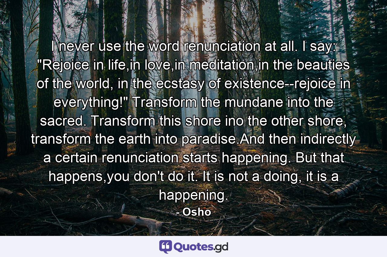 I never use the word renunciation at all. I say: 