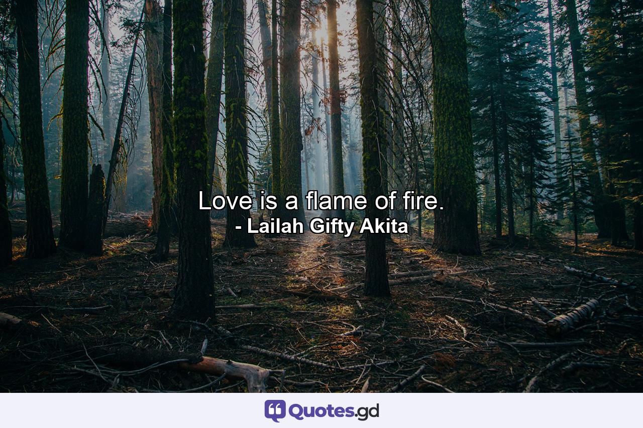 Love is a flame of fire. - Quote by Lailah Gifty Akita