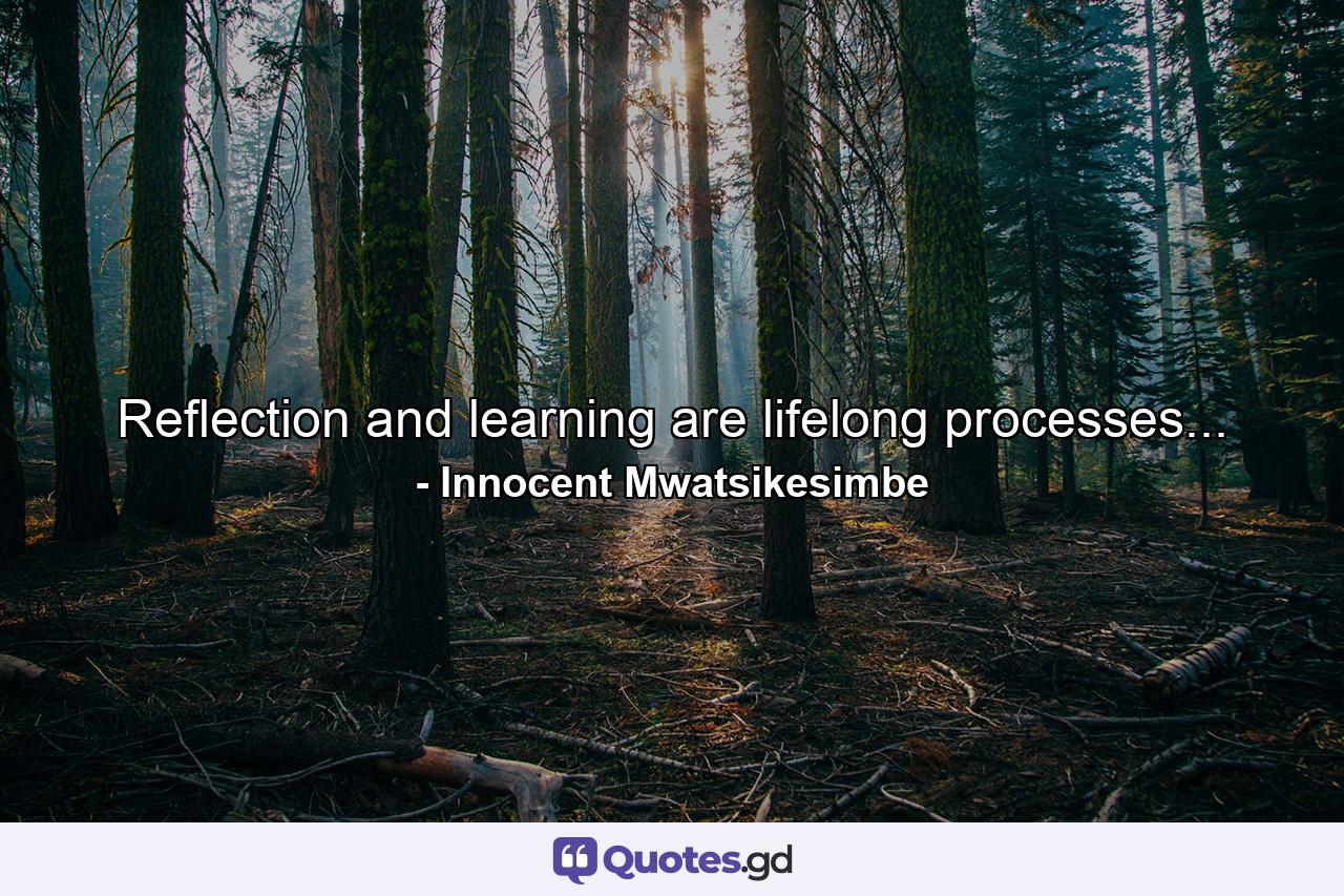 Reflection and learning are lifelong processes... - Quote by Innocent Mwatsikesimbe